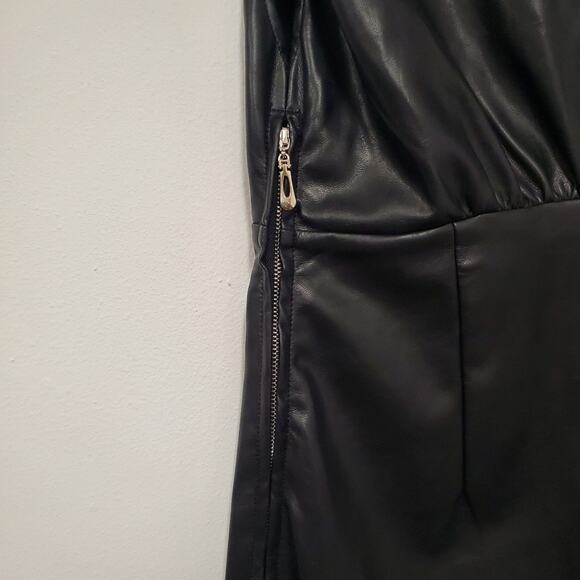 En Saison Lana Vegan Leather Mini Dress Medium Black Witch Goth Event Party - Picture 5 of 11